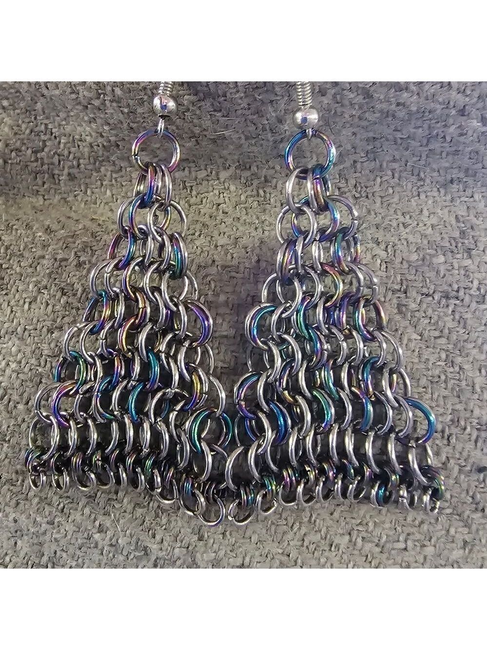 Small Triangle Chainmail Earrings Stainless Steel #E16